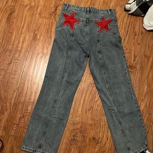 Free people red star pants retails for 168